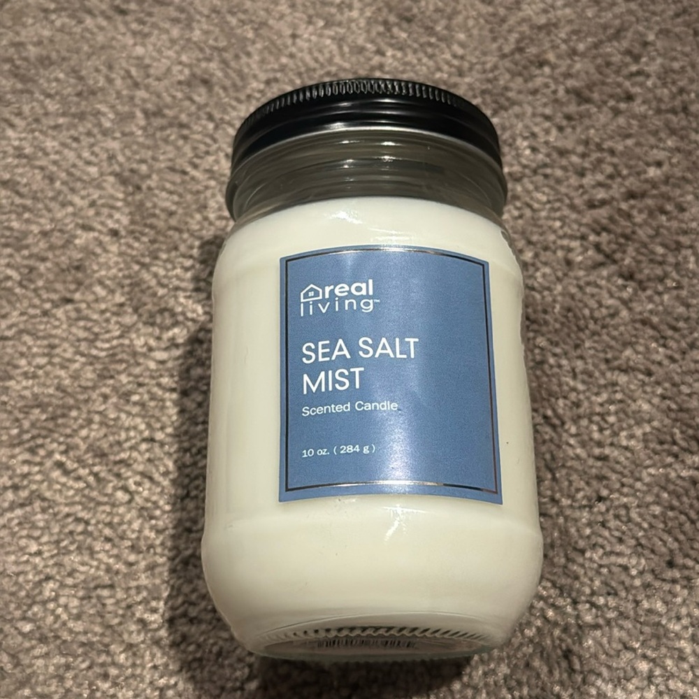 Real Living Sea Salt Mist Scented Jar Candle 10 oz